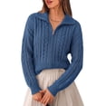 thumbnail image 1 of PRETTYGARDEN Women's Cable Knit Cropped Cardigan Sweaters Oversized Sweater, Long Sleeve Zip Up Jacket, Collared Neck, Ribbed Hem, Cozy Soft Casual Wear, Fall Clothes Winter Outerwear, 1 of 9