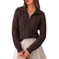 thumbnail image 1 of PRETTYGARDEN Women's Cable Knit Cropped Cardigan Sweaters Oversized Sweater, Long Sleeve Zip Up Jacket, Collared Neck, Ribbed Hem, Cozy Soft Casual Wear, Fall Clothes Winter Outerwear, 1 of 9