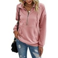 thumbnail image 1 of PRETTYGARDEN Women's Casual Long Sleeve Lapel Zipper Sweatshirt Drawstring Loose Pullover Tops, 1 of 7