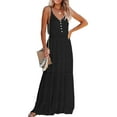 thumbnail image 1 of PRETTYGARDEN Women's Casual Summer Dress Spaghetti Strap Sleeveless High Waist Beach Long Maxi Sun Dresses, 1 of 4