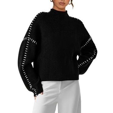 PRETTYGARDEN Women's Chunky Knit Winter Sweaters Casual Long Sleeve Mock Neck Oversized Loose Pullover Sweater Tops