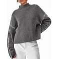 thumbnail image 1 of PRETTYGARDEN Women's Chunky Knit Sweaters Fall Long Sleeve Mock Neck Oversized Pullover Tops Winter Fashion Clothes, 1 of 8