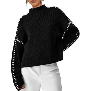 PRETTYGARDEN Women's Chunky Knit Sweaters Fall Long Sleeve Mock Neck Oversized Pullover Tops Winter Fashion Clothes