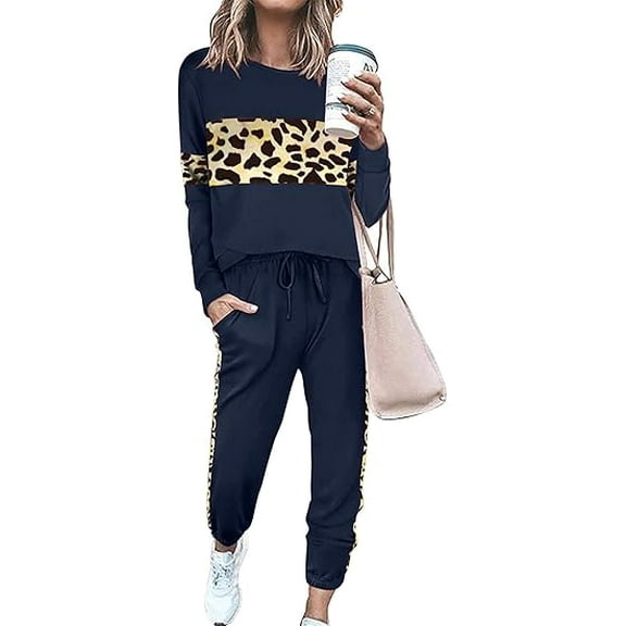 PRETTYGARDEN Women's Color Block 2 Piece Tracksuit Crewneck Long Sleeve Tops Long Sweatpants Outfits Lounge Sets