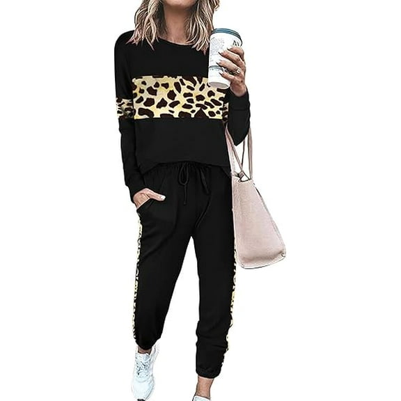 PRETTYGARDEN Women's Color Block 2 Piece Tracksuit Crewneck Long Sleeve Tops Long Sweatpants Outfits Lounge Sets