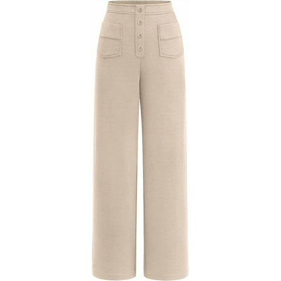 PRETTYGARDEN Women's Dressy Casual Dress Pants Straight Leg High Elastic Waisted Stretch Trouser Slacks