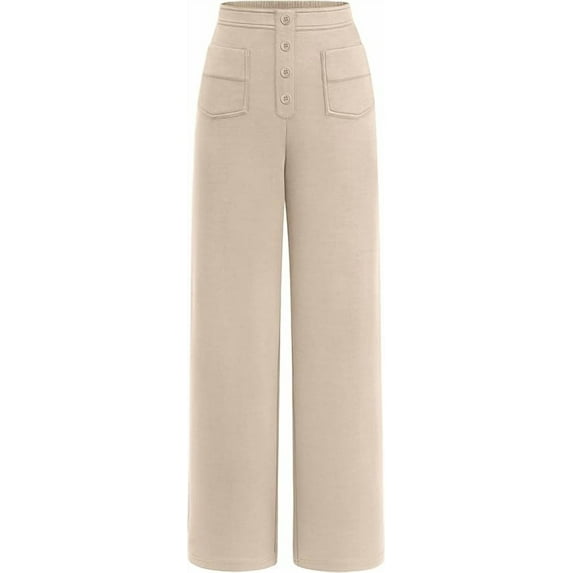 PRETTYGARDEN Women's Dressy Casual Dress Pants Straight Leg High Elastic Waisted Stretch Trouser Slacks