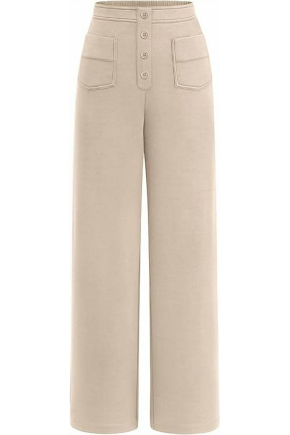 Women's Dressy Casual Dress Pants Straight Leg High Elastic Waisted Stretch Trouser Slacks