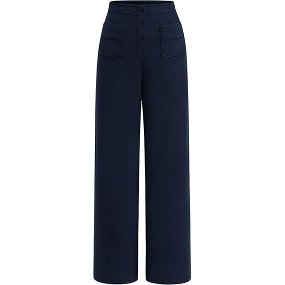 PRETTYGARDEN Women's Dressy Casual Dress Pants Straight Leg High Elastic Waisted Stretch Trouser Slacks