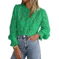 thumbnail image 1 of PRETTYGARDEN Women's Dressy Casual Lace Blouse Long Sleeve Button Up Shirts Tops Spring Fall Fashion Clothes, 1 of 9