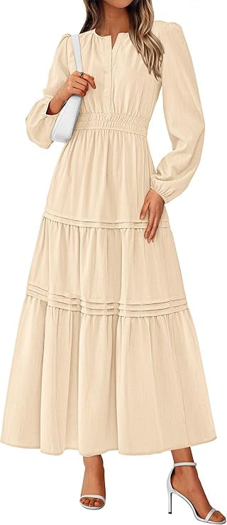 Prettygarden Women's Elegant Maxi Dresses Long Sleeve V Neck Flowy Pockets Casual Modest Dress Fall Fashion Clothes PRETTYGARDEN Women's Elegant Maxi Dresses Long Sleeve V Neck Flowy Pockets Casual  Modest Dress Fall Fashion Clothes - Walmart.com