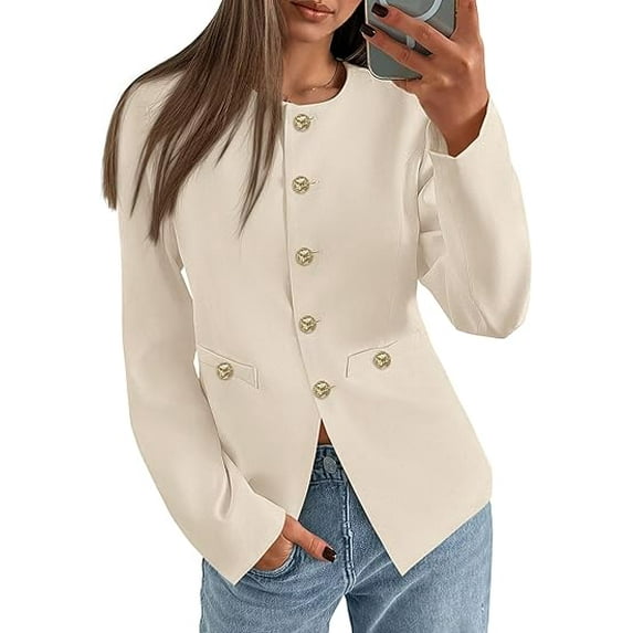 PRETTYGARDEN Women's Fall Blazers Button Down Fitted Lightweight Dressy Work Suit Jackets Trendy Business Casual Outfits