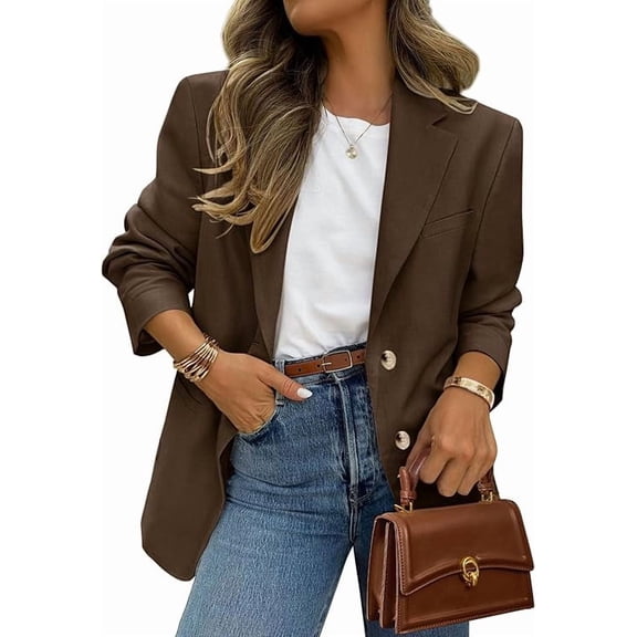 PRETTYGARDEN Women's Fall Blazers Button Down Fitted Lightweight Dressy Work Suit Jackets Trendy Business Casual Outfits