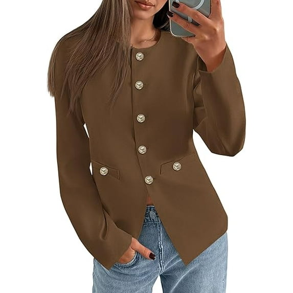 PRETTYGARDEN Women's Fall Blazers Button Down Fitted Lightweight Dressy Work Suit Jackets Trendy Business Casual Outfits