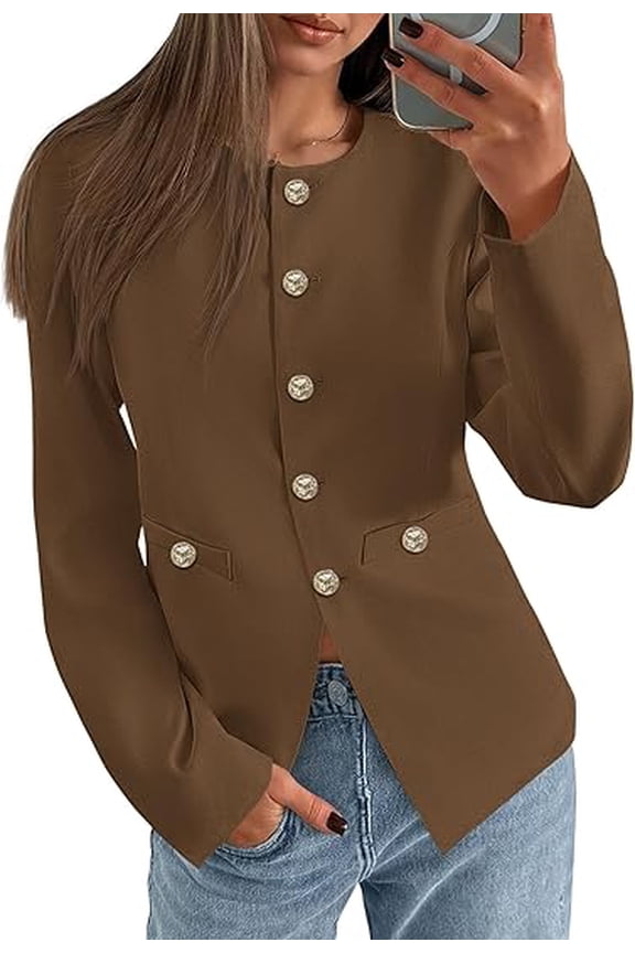 Women's Fall Blazers Button Down Fitted Lightweight Dressy Work Suit Jackets Trendy Business Casual Outfits