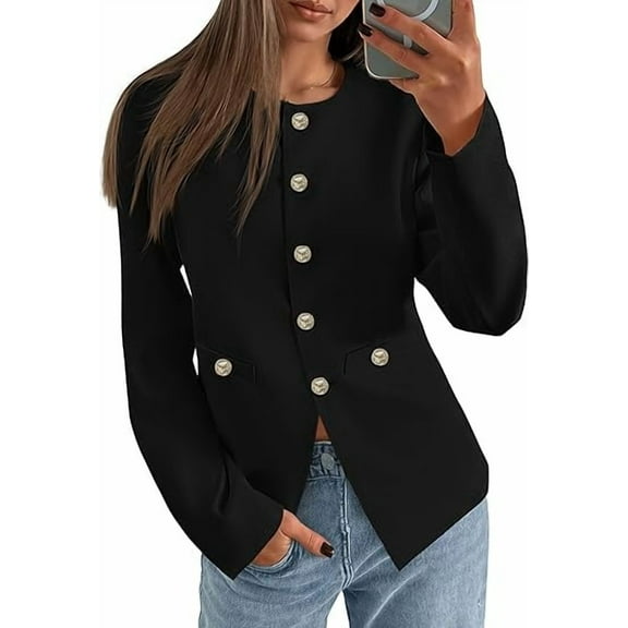 PRETTYGARDEN Women's Fall Blazers Button Down Fitted Lightweight Dressy Work Suit Jackets Trendy Business Casual Outfits