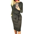 thumbnail image 1 of PRETTYGARDEN Women's Fall Bodycon Party Dress Casual Long Sleeve Tie Waist Fitted Sheath Pencil Dresses with Pockets, 1 of 7