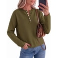 thumbnail image 1 of PRETTYGARDEN Women's Fall Button Up Cozy Pullover Sweaters | Stretchy Soft Knit, Drop Shoulder Long Sleeve Tops, Henley Crewneck Rolled Edge, Dressy Casual Blouses, Trendy Winter Clothes, 1 of 8