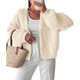 thumbnail image 1 of PRETTYGARDEN Women's Fall Cardigan Open Front Chunky Sweaters Cozy Stretchy Knitwear, Long Sleeve Drop Shoulder, Loose Fit Crochet Jacket, Trendy Holiday Outfits, Warm Winter Clothing, 1 of 9