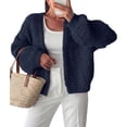 thumbnail image 1 of PRETTYGARDEN Women's Fall Cardigan Open Front Chunky Sweaters Cozy Stretchy Knitwear, Long Sleeve Drop Shoulder, Loose Fit Crochet Jacket, Trendy Holiday Outfits, Warm Winter Clothing, 1 of 9