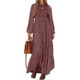 thumbnail image 1 of PRETTYGARDEN Women's Fall Dresses Long Sleeve Flowy Casual Floral Maxi Dress Crew Neck Smocked Tiered Long Dress, 1 of 7