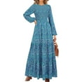 thumbnail image 1 of PRETTYGARDEN Women's Fall Dresses Long Sleeve Flowy Casual Floral Maxi Dress Crew Neck Smocked Tiered Long Dress, 1 of 7