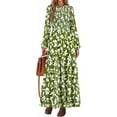 thumbnail image 1 of PRETTYGARDEN Women's Fall Dresses Long Sleeve Flowy Casual Floral Maxi Dress Crew Neck Smocked Tiered Long Dress, 1 of 7