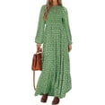 thumbnail image 1 of PRETTYGARDEN Women's Fall Dresses Long Sleeve Flowy Casual Floral Maxi Dress Crew Neck Smocked Tiered Long Dress, 1 of 7