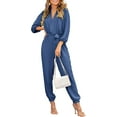 thumbnail image 1 of PRETTYGARDEN Women's Fall Jumpsuits Dressy Casual Pants Romper Spring Long Sleeve V Neck Belt Pockets One Piece Outfits, 1 of 7