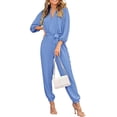 thumbnail image 1 of PRETTYGARDEN Women's Fall Jumpsuits Dressy Casual Pants Romper Spring Long Sleeve V Neck Belt Pockets One Piece Outfits, 1 of 7
