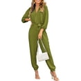 thumbnail image 1 of PRETTYGARDEN Women's Fall Jumpsuits Dressy Casual Pants Romper Spring Long Sleeve V Neck Belt Pockets One Piece Outfits, 1 of 8