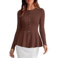 thumbnail image 1 of PRETTYGARDEN Women's Fall Lightweight Cardigan Sweaters | Long Sleeve Peplum Tops, Button Up, Slim Fitted, Flared Hem, Soft Ribbed Knit, Business Casual Outfits, Winter Trendy Clothes, 1 of 9