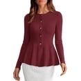 thumbnail image 1 of PRETTYGARDEN Women's Fall Lightweight Cardigan Sweaters | Long Sleeve Peplum Tops, Button Up, Slim Fitted, Flared Hem, Soft Ribbed Knit, Business Casual Outfits, Winter Trendy Clothes, 1 of 9