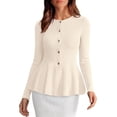 thumbnail image 1 of PRETTYGARDEN Women's Fall Lightweight Cardigan Sweaters | Long Sleeve Peplum Tops, Button Up, Slim Fitted, Flared Hem, Soft Ribbed Knit, Business Casual Outfits, Winter Trendy Clothes, 1 of 9
