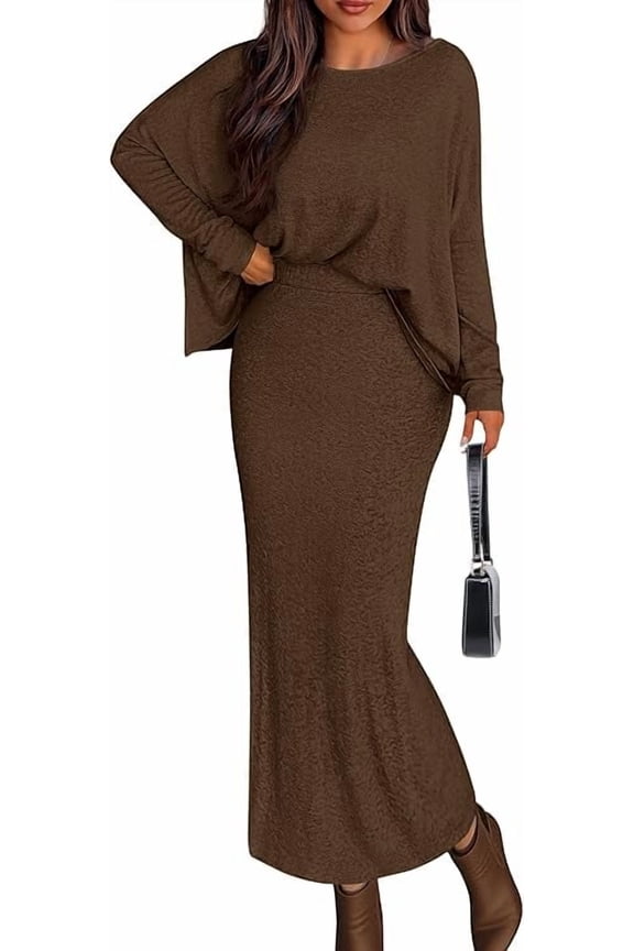 Women's Fall Long Sleeve Midi Dress Casual Elegant Ruffle Flowy A Line Swing Cocktail Party Dresse