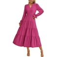 thumbnail image 1 of PRETTYGARDEN Women's Fall Maxi Dress Long Sleeve V Neck Tiered A Line Ruffle Elegant Flowy Spring Cocktail Party Dresses, 1 of 9