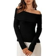 thumbnail image 1 of PRETTYGARDEN Women's Fall Off Shoulder Sweaters Y2K Long Sleeve Ribbed Knit Fitted Pullover Winter Date Night Tops Blouse, 1 of 8