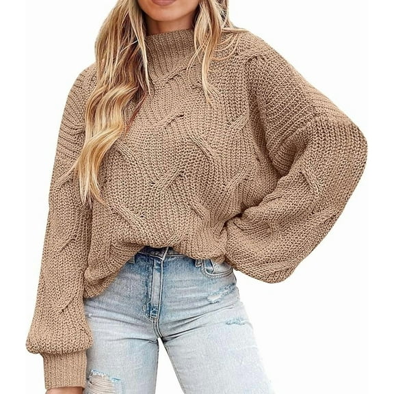 PRETTYGARDEN Women's Fall Oversized Pullover Sweaters Casual Crewneck Long Sleeve Chunky Cable Knit Tops Winter Clothing