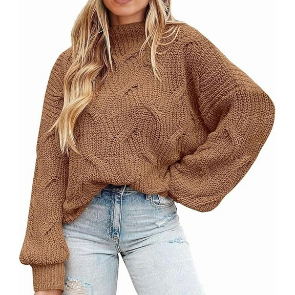 PRETTYGARDEN Women's Fall Oversized Pullover Sweaters Casual Crewneck Long Sleeve Chunky Cable Knit Tops Winter Clothing