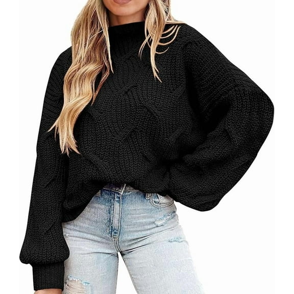 PRETTYGARDEN Women's Fall Oversized Pullover Sweaters Casual Crewneck Long Sleeve Chunky Cable Knit Tops Winter Clothing