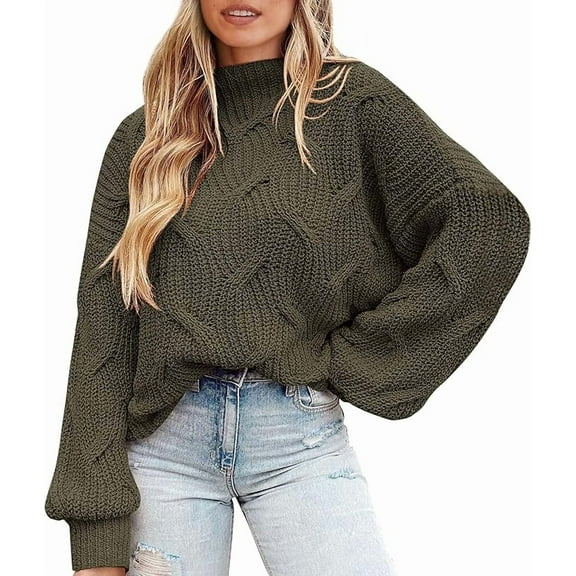 PRETTYGARDEN Women's Fall Oversized Pullover Sweaters Casual Crewneck Long Sleeve Chunky Cable Knit Tops Winter Clothing