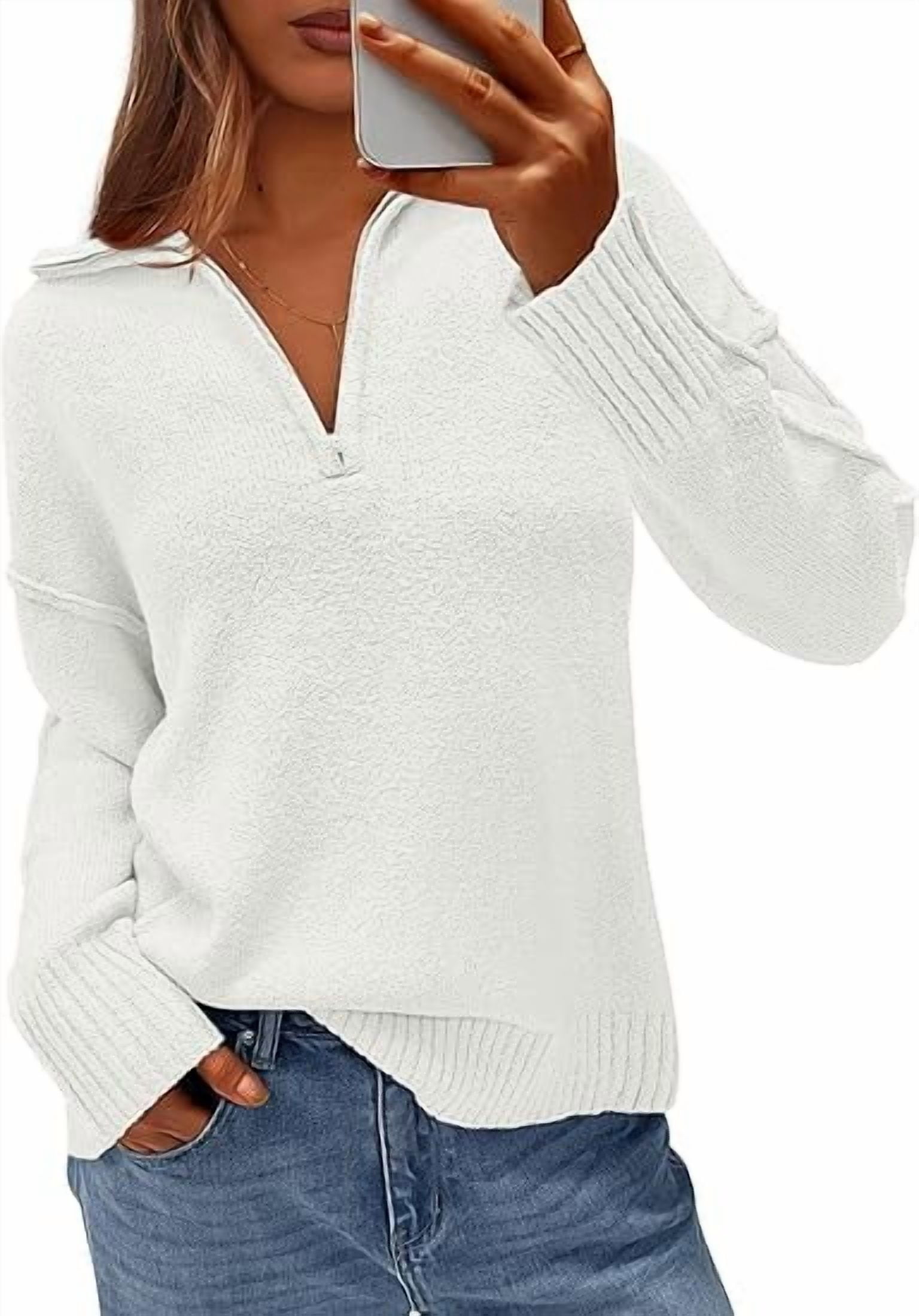 PRETTYGARDEN Women's Fall Quarter Zip Pullover Sweaters