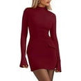 thumbnail image 1 of PRETTYGARDEN Women's Fall Short Formal Dresses Long Sleeve Mock Neck Elegant Wedding Guest Party Club Bodycon Mini Dress, 1 of 10