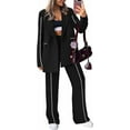 thumbnail image 1 of PRETTYGARDEN Women's Fall Spring 2 Piece Blazer Outfits Business Casual Oversized Jacket Wide Leg Work Pants Dressy Suit Set, 1 of 7