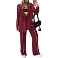 thumbnail image 1 of PRETTYGARDEN Women's Fall Spring 2 Piece Blazer Outfits Business Casual Oversized Jacket Wide Leg Work Pants Dressy Suit Set, 1 of 8