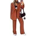 thumbnail image 1 of PRETTYGARDEN Women's Fall Spring 2 Piece Blazer Outfits Business Casual Oversized Jacket Wide Leg Work Pants Dressy Suit Set, 1 of 8