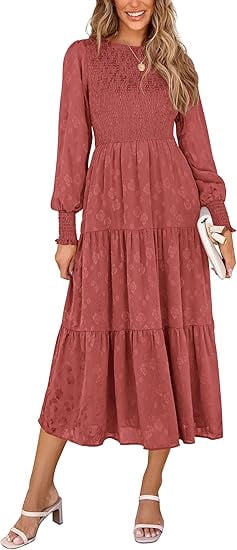 chinese dress ladies Cammie Long Sleeve Midi Dress - Beige