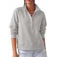 thumbnail image 1 of PRETTYGARDEN Women's Fall Trendy Oversized Sweatshirts Comfy Ribbed Fabric, Raglan Long Sleeve Collared, Button Up Henley Pullover Blouse, Casual Workout Tops, Y2K Fashion Clothing, 1 of 8