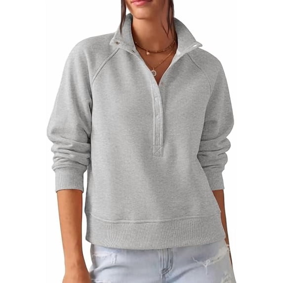 PRETTYGARDEN Women's Fall Trendy Oversized Sweatshirts Comfy Ribbed Fabric, Raglan Long Sleeve Collared, Button Up Henley Pullover Blouse, Casual Workout Tops, Y2K Fashion Clothing