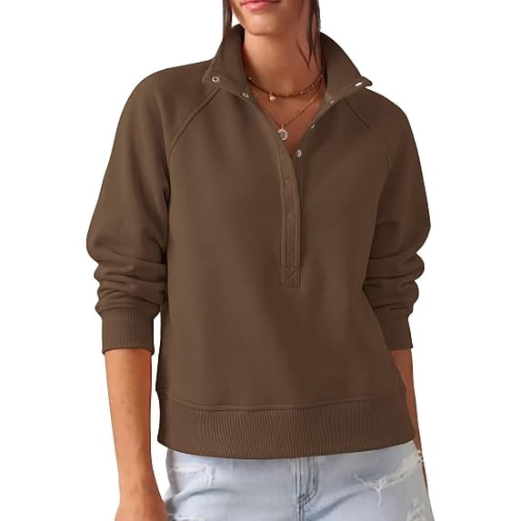 PRETTYGARDEN Women's Fall Trendy Oversized Sweatshirts Comfy Ribbed Fabric, Raglan Long Sleeve Collared, Button Up Henley Pullover Blouse, Casual Workout Tops, Y2K Fashion Clothing